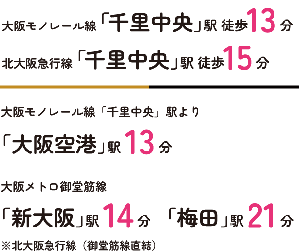 大阪メトロ御堂筋線「千里中央」駅徒歩13分