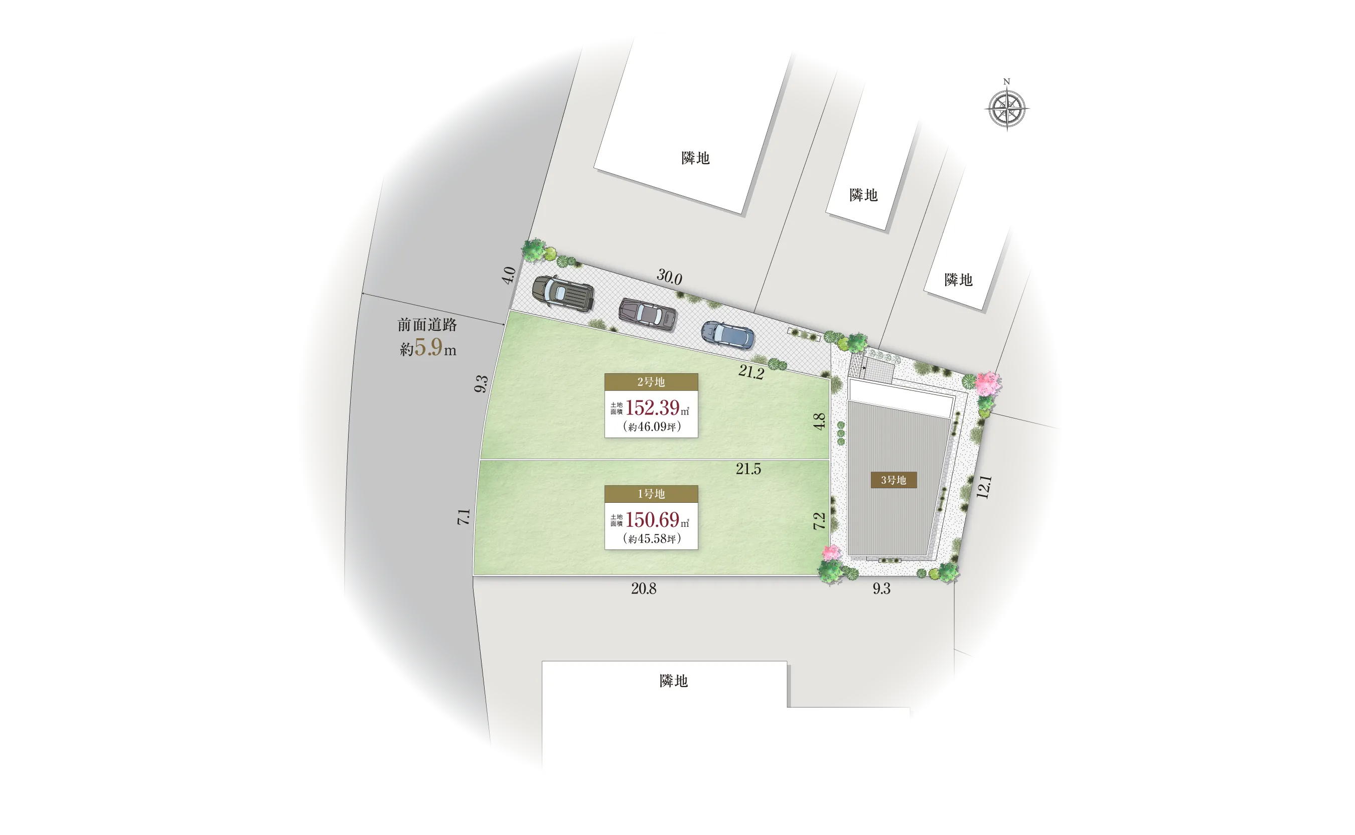 高槻市日吉台二-13-Iの区画図