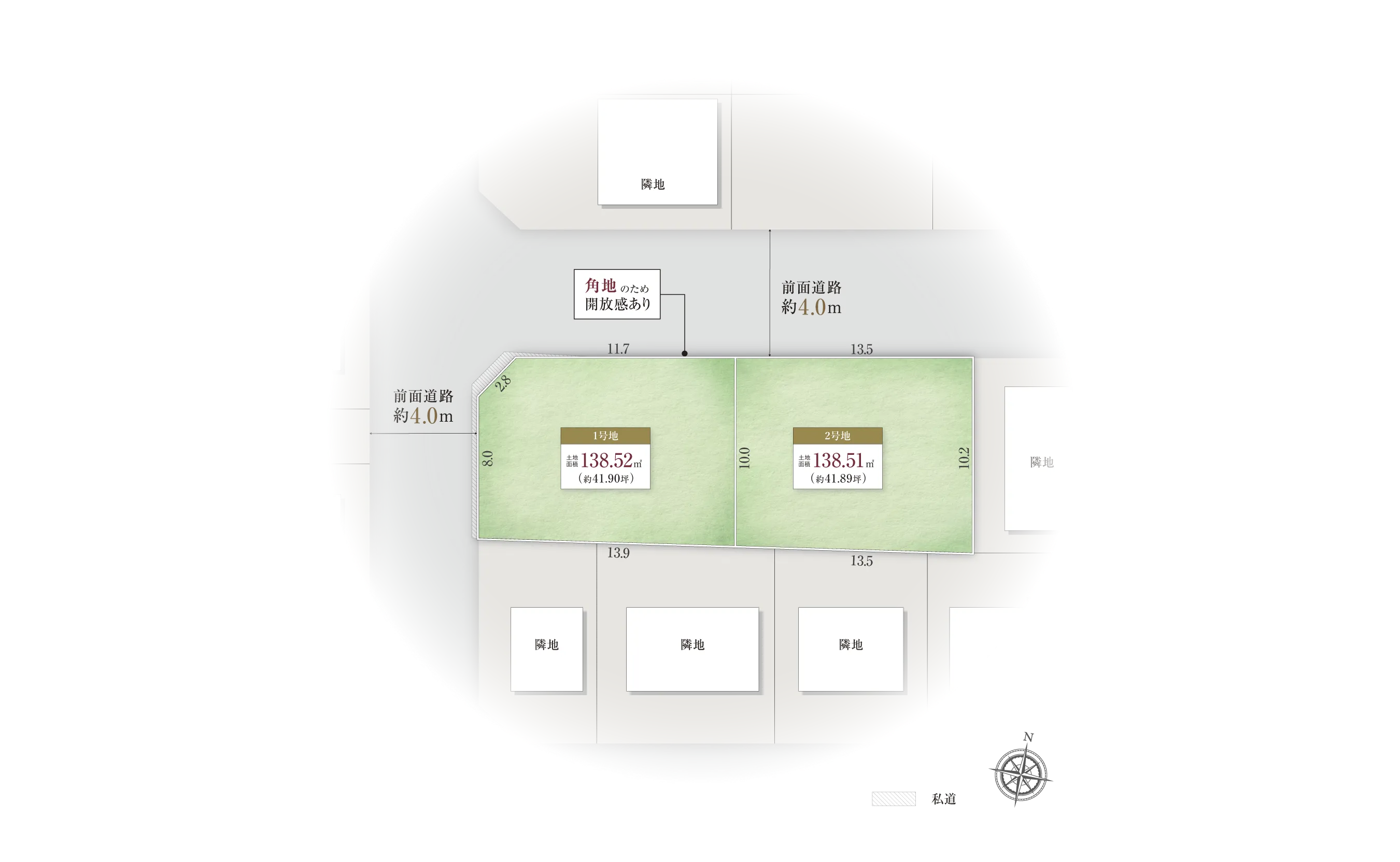宝塚市野上5-13-I・IIの区画図
