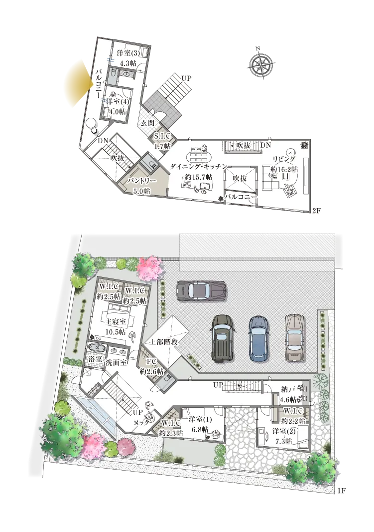 神戸市東灘区住吉山手4-13-I 1号地の間取り図