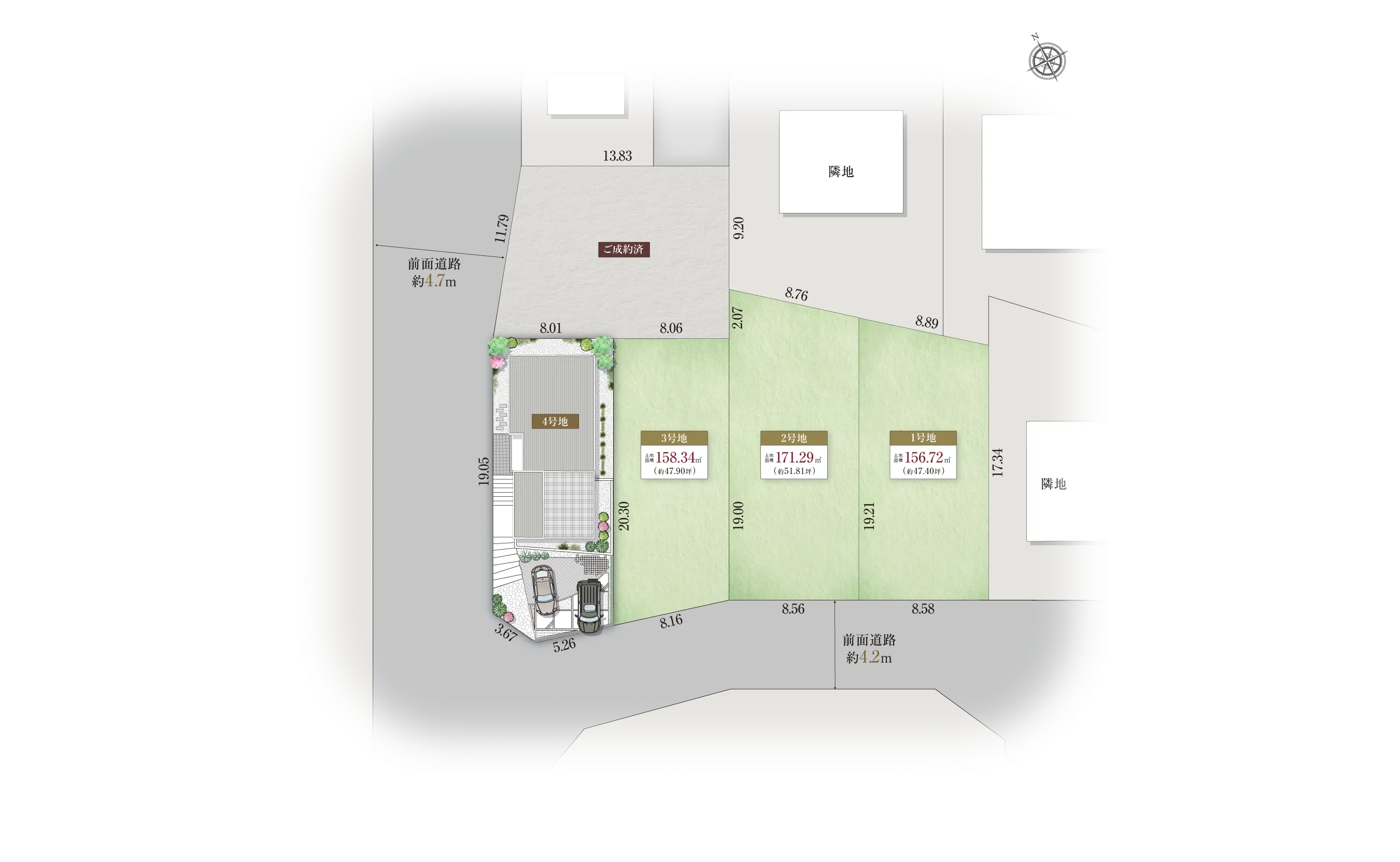 芦屋市三条町-10-I・11-Iの区画図