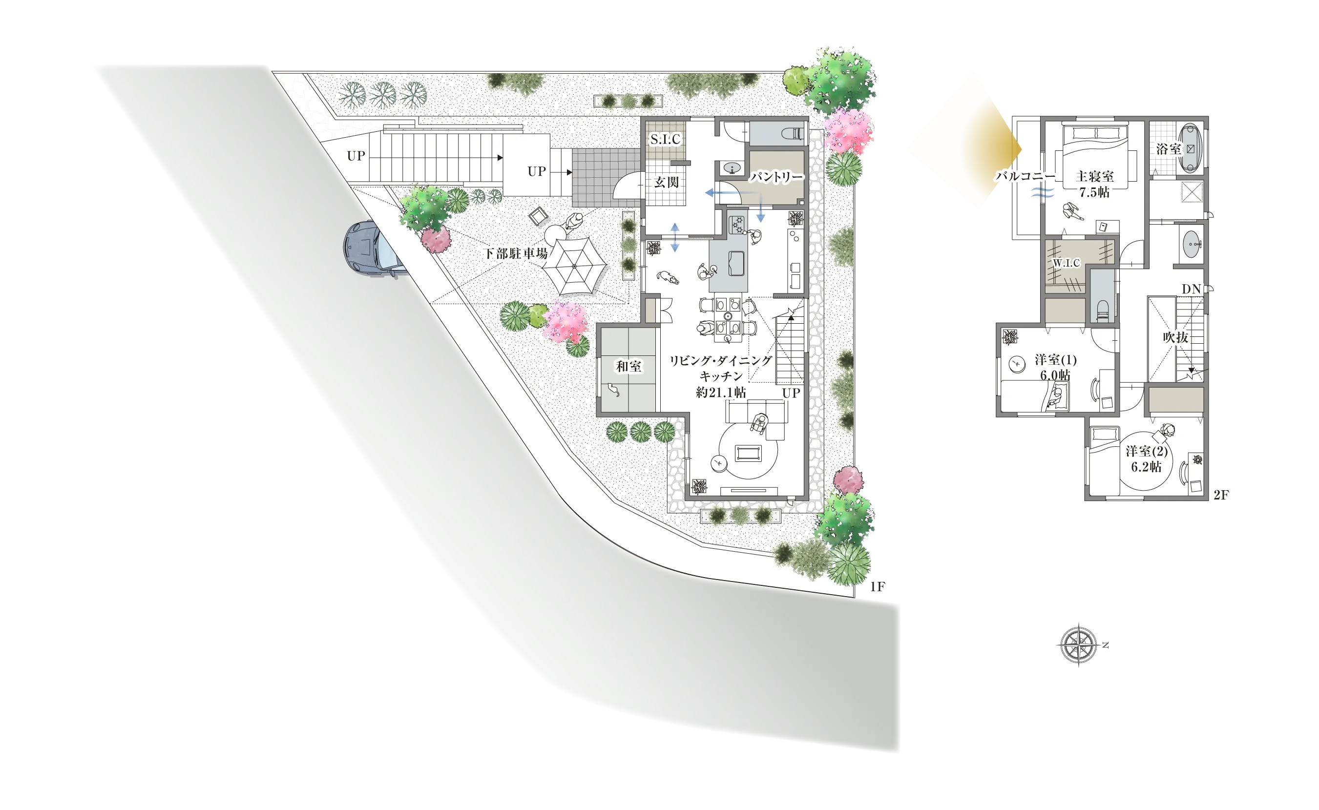 西宮市愛宕山-13-I 2号地の間取り図