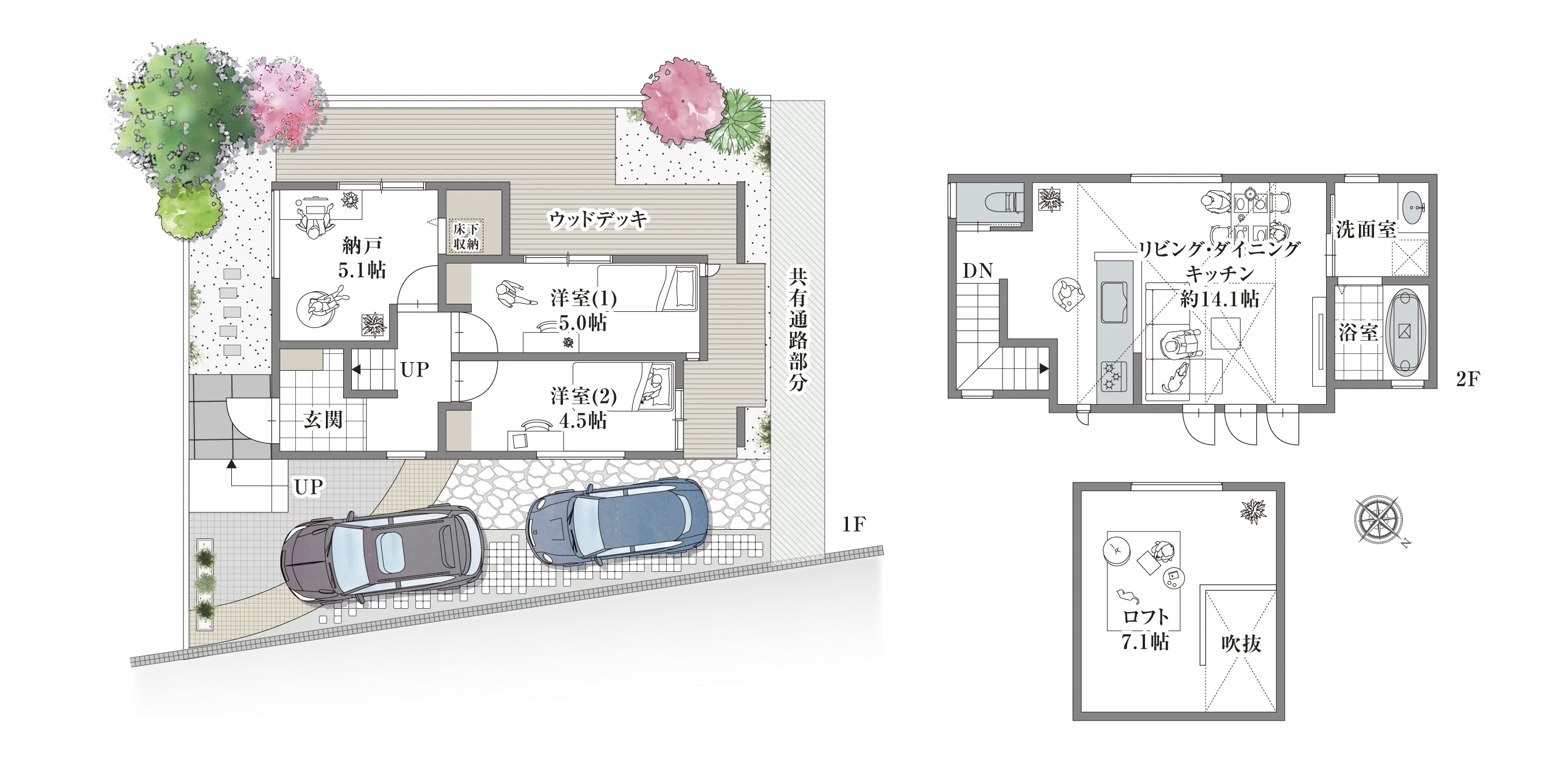 京都市山科区安朱奥ノ田-12-I 1号地の間取り図